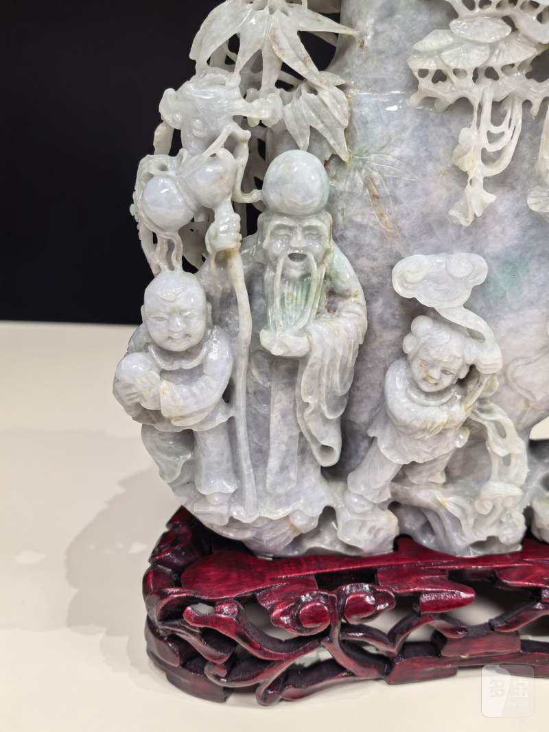 19-20世纪 翡翠松鹤延年寿星花瓶 - 图12